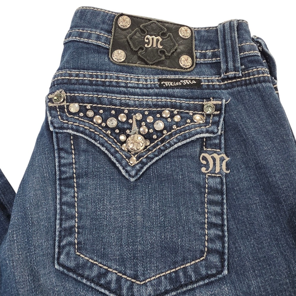 Miss Me Dark Blue Bootcut Jeans long - Picture 2 of 13